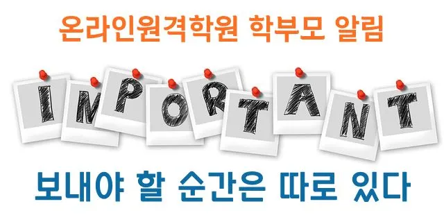 폴라로이드 사진 같은 카드에 'IMPORTANT'라는 글자가 하나씩 적혀 있고, 각 카드에 빨간 핀이 꽂혀 있는 모습